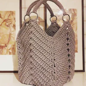 Сумка-шоппер серая из шнура