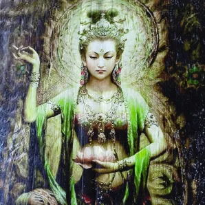 Гуаньинь Богиня картина на старинной доске