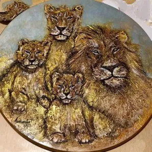 "Львы" круглая картина