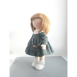 Кукла текстильная интерьерная большеголовка в пальто