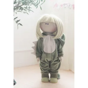 Кукла текстильная интерьерная большеголовка в костюме Дракоши