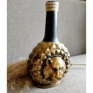 Бутылка декоративная "Золотой тигр" ручной работы