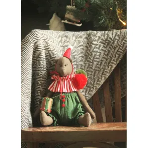 Игрушка текстильная интерьерная ручной работы. Мишка в зеленых штанишках. Коллекция цирк
