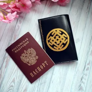 Обложка на паспорт Печать Велеса натуральная кожа