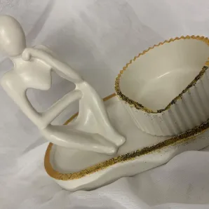 Набор поднос, статуэтка, шкатулка Мыслитель белый