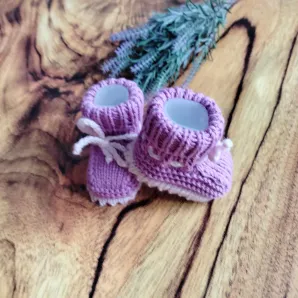 Пинетки вязаные из шерсти мериноса для новорожденного 0-6 мес