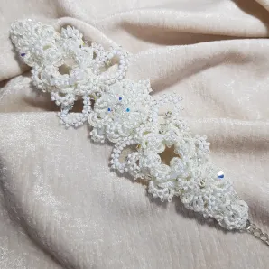 Браслет и серьги "Хрустальный звон" фриволите