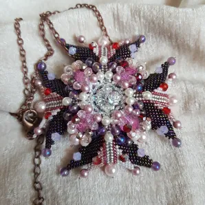 ​Брошь-орден-подвеска и Серьги "Воздушная сливка"