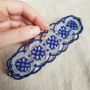 ​Браслет и серьги "Матрёшки" фриволите