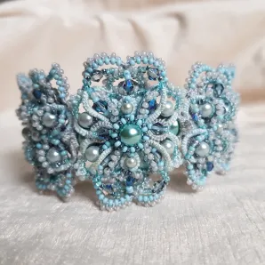 Браслет "Ларимар" фриволите