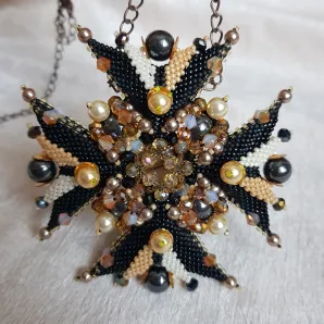 Брошь-орден-подвеска и Серьги "Гематит"