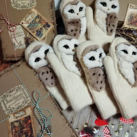 Варежки с совой