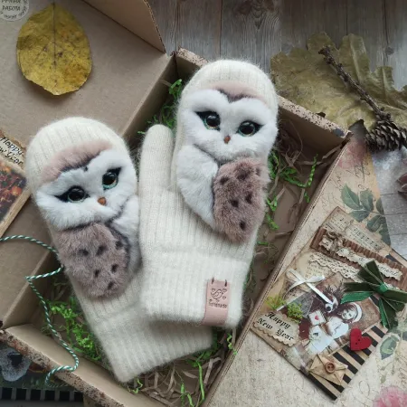 Варежки с совой