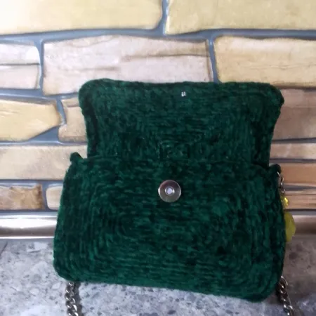 Сумка клатч зелёная бархат ручной работы Ессентуки