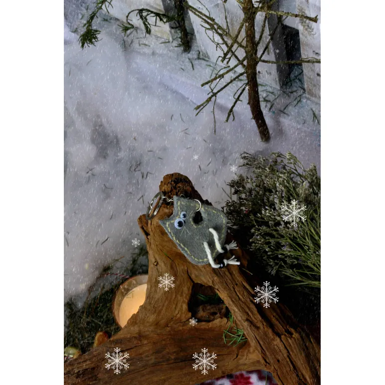 Брелок "Разочарованный кот" 5х6см Натуральная кожа