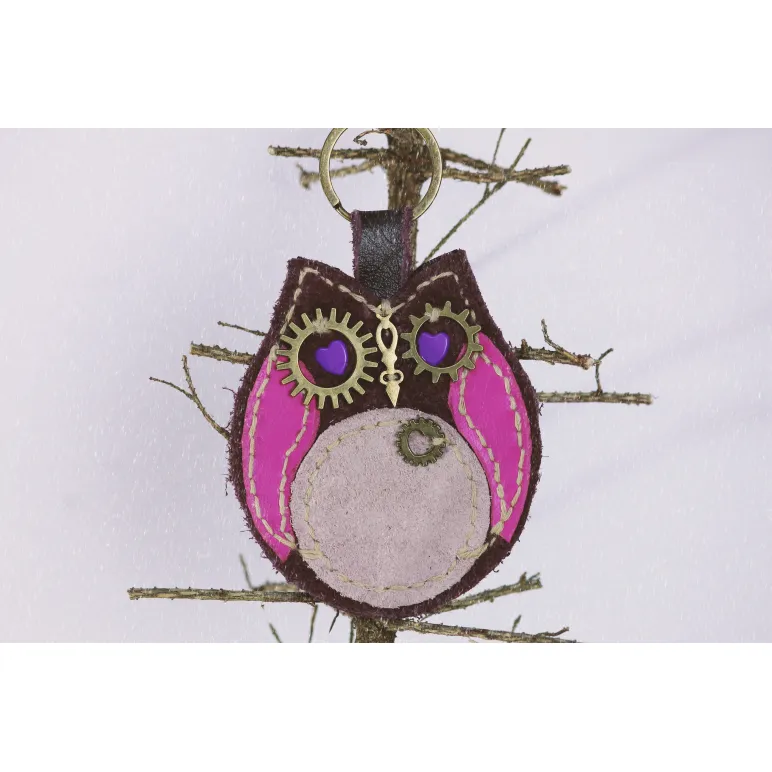 Брелок "Влюбленная сова" натуральная кожа, ручная работа