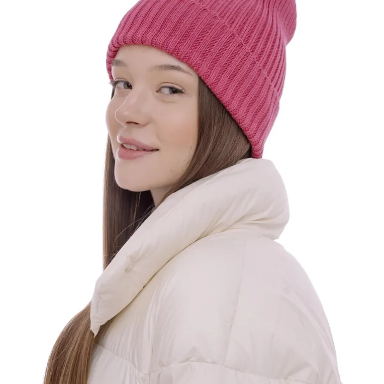 Шапка бини вязаная лапша в рубчик