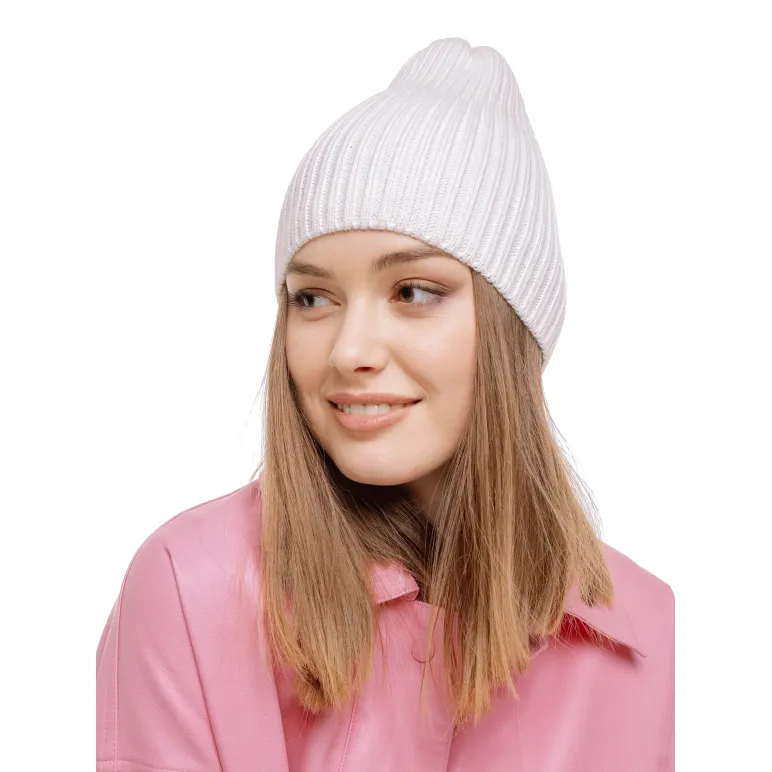 Шапка бини лапша в рубчик вязаная