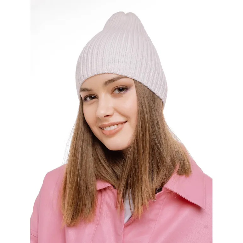 Шапка бини лапша в рубчик вязаная