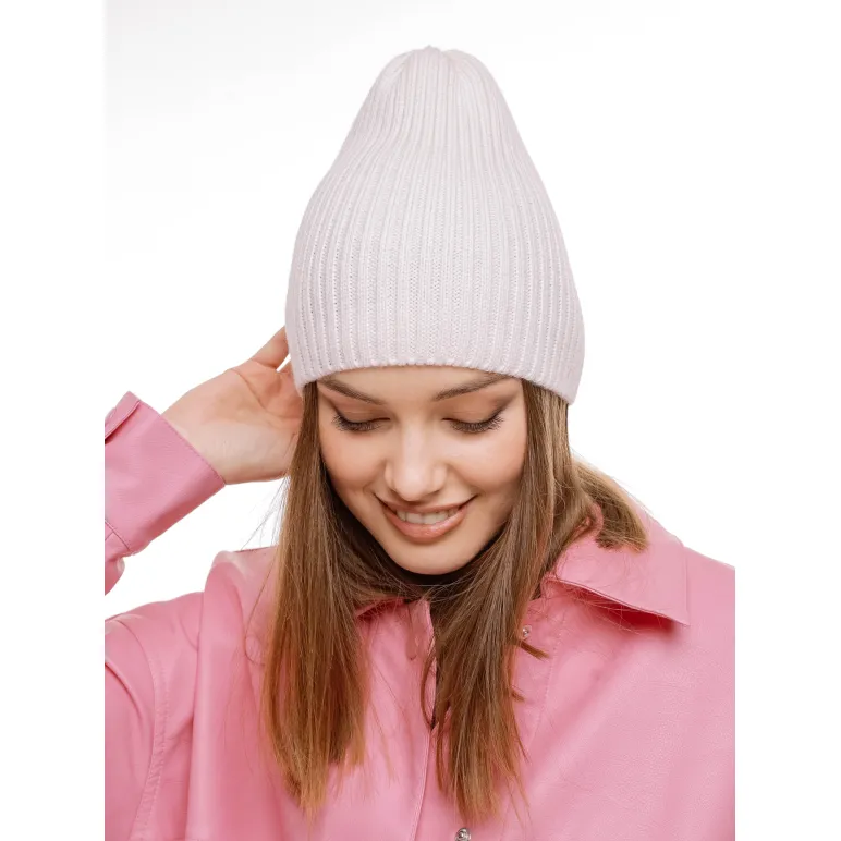 Шапка бини лапша в рубчик вязаная