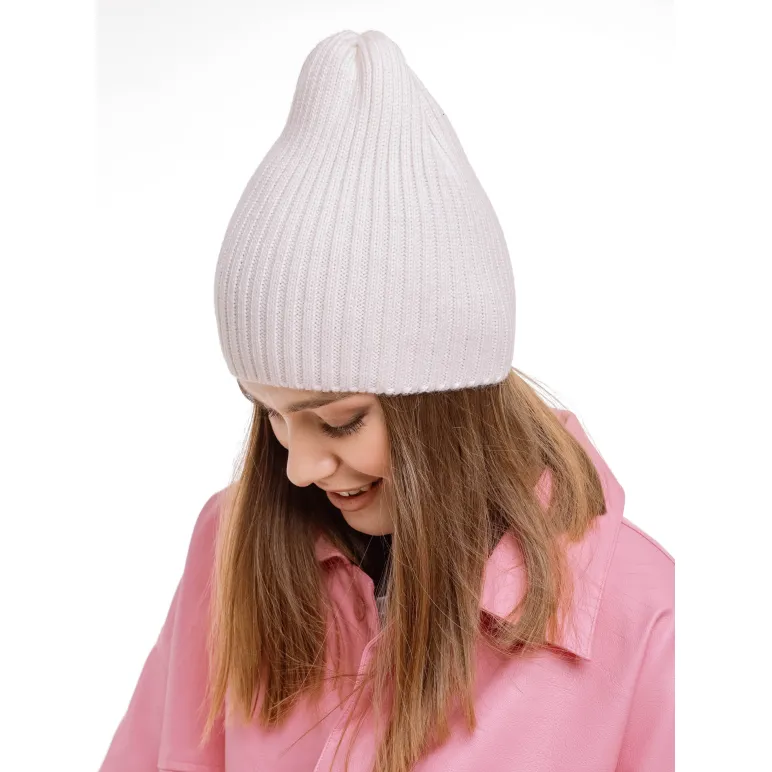 Шапка бини лапша в рубчик вязаная