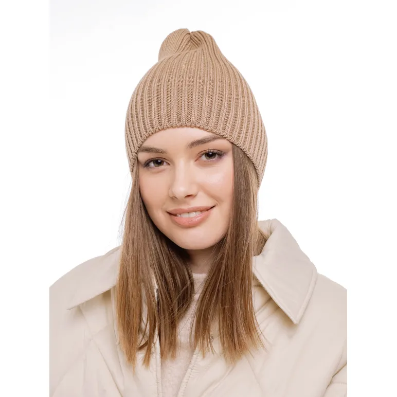 Шапка бини вязаная лапша в рубчик