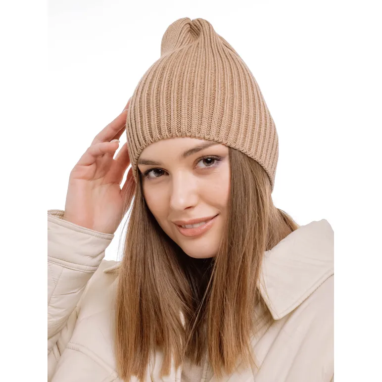 Шапка бини вязаная лапша в рубчик