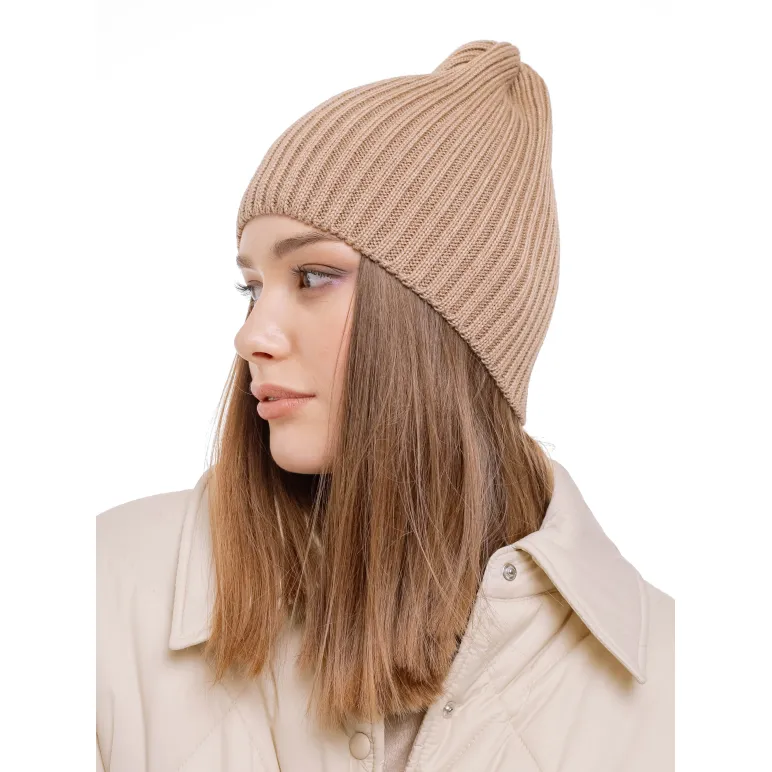 Шапка бини вязаная лапша в рубчик