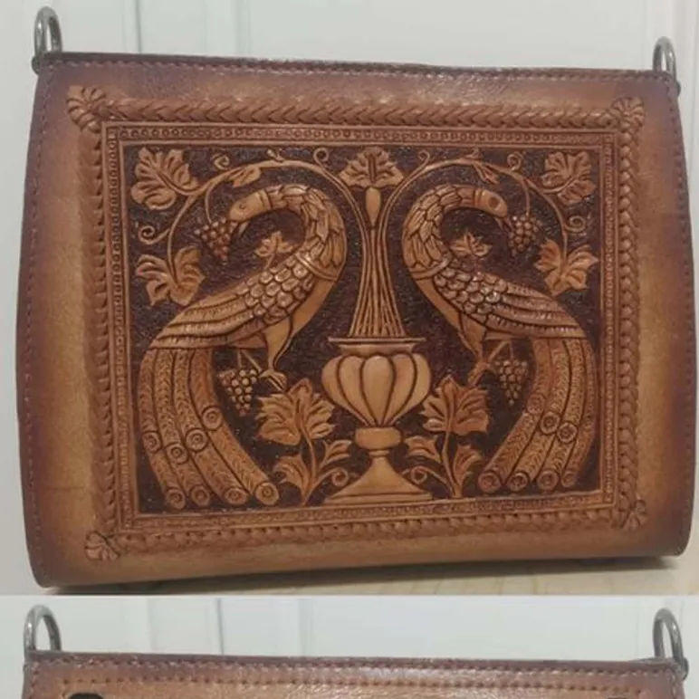 Сумка из натуральной кожи растительного дубления