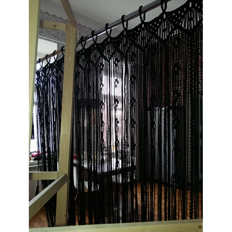 Штора макраме черная