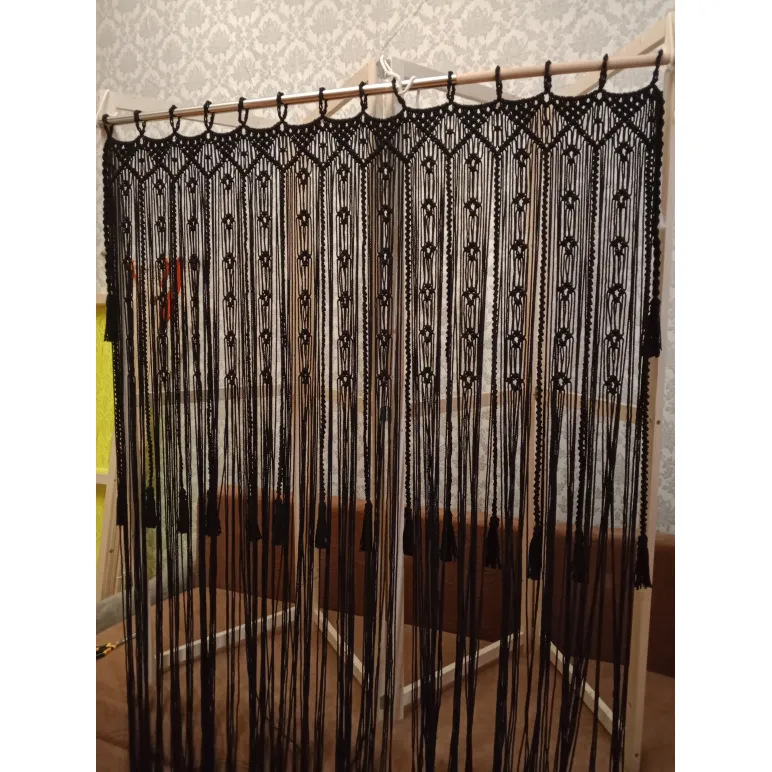 Штора макраме черная