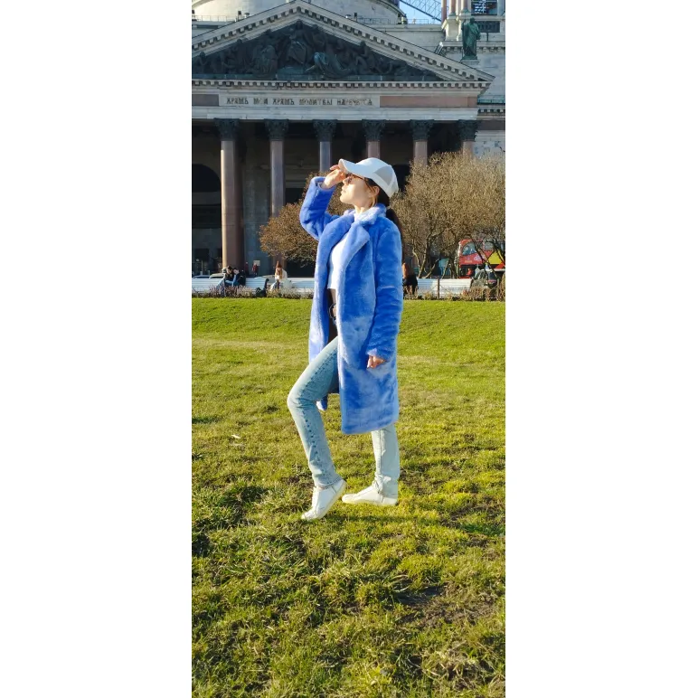 Шуба женская из Эко меха — искусственный мех фиолетовый й