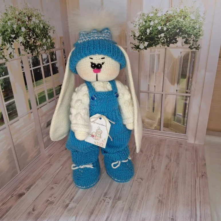 Игрушка — Заяц белый в стиле Тильда 38 см.