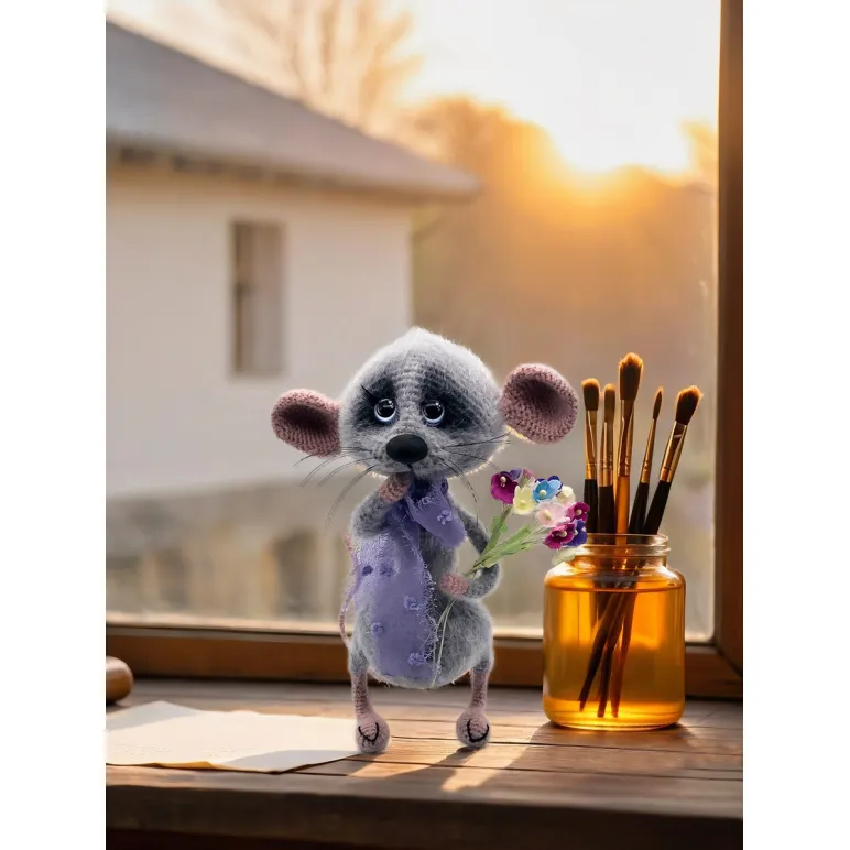 Вязаная интерьерная игрушка: Мышонок Пик