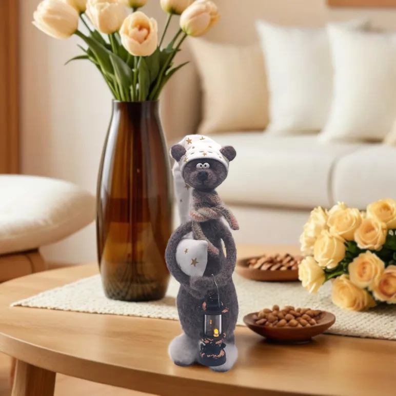 Вязаная интерьерная игрушка: Мишка-соня