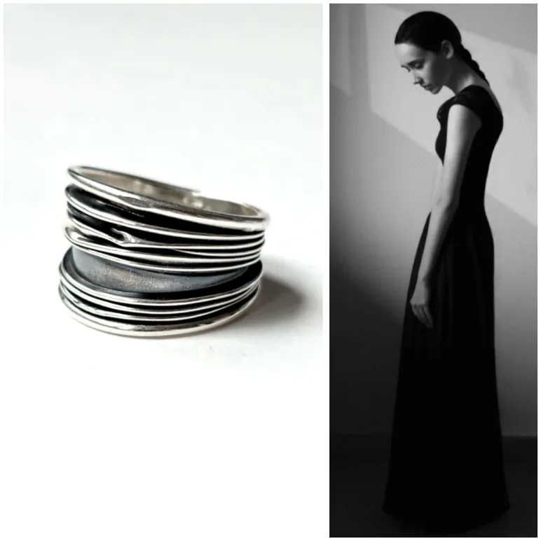 Кольцо из серебра с чернением "Чёрный шелк"