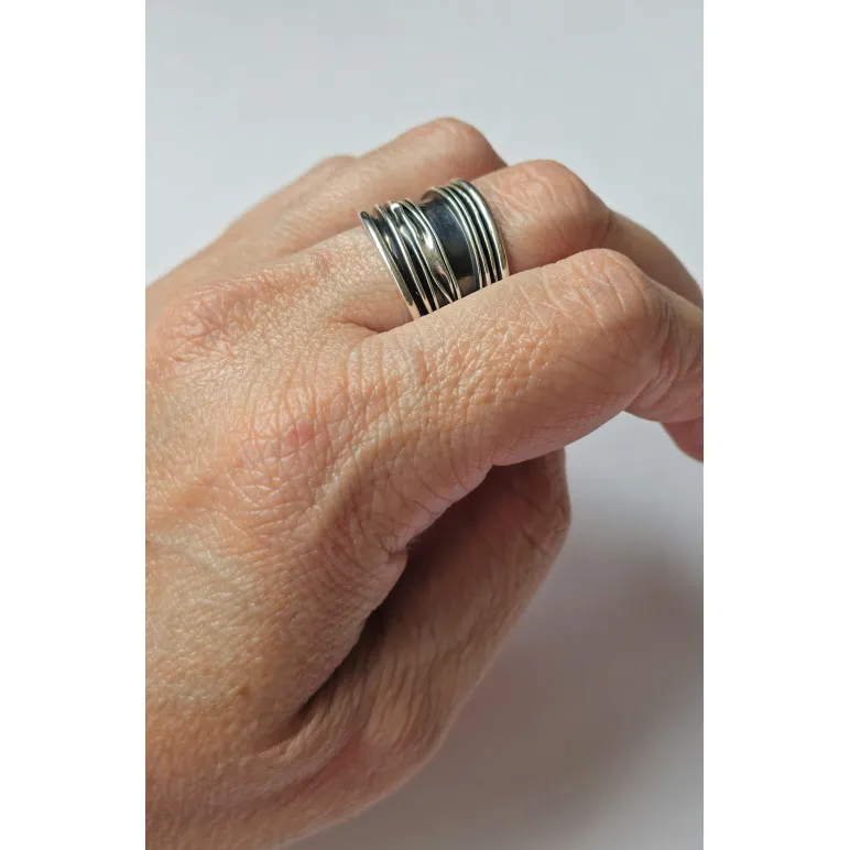 Кольцо из серебра с чернением "Чёрный шелк"