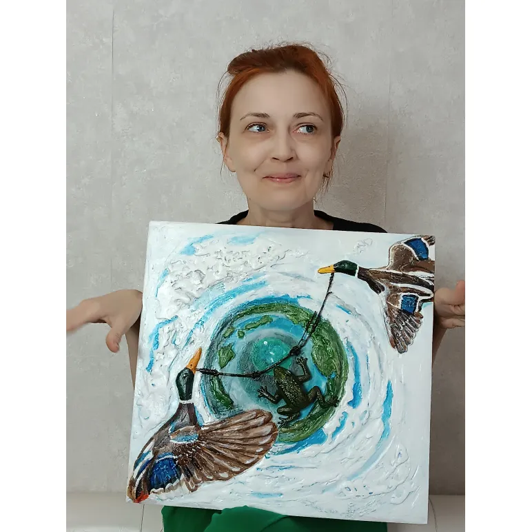ЛЯГУШКА ПУТЕШЕСТВЕННИЦА - ПАННО МОТИВАТОР, КАРТИНА ИНТЕРЬЕРНАЯ Лягушка путешественница - панно мотиватор, картина интерьерная