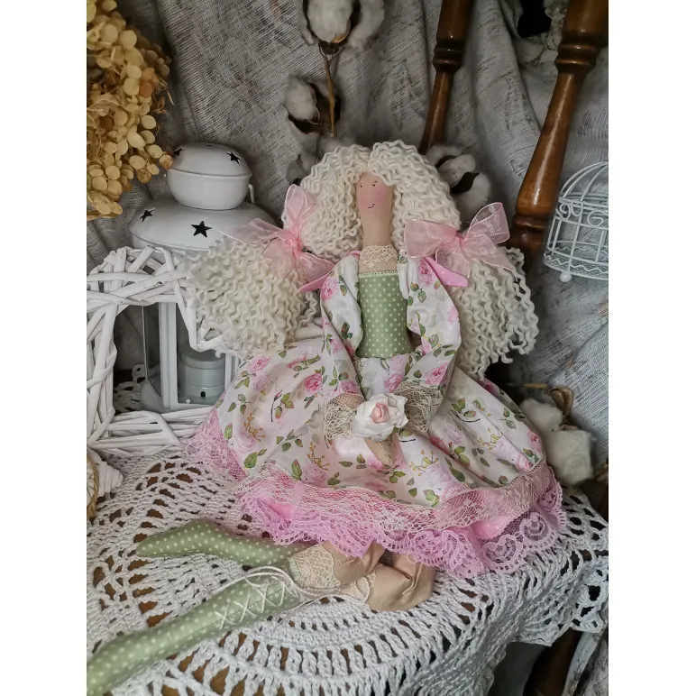 Кукла тильда ангел. Фея нежных роз. Интерьерная кукла
