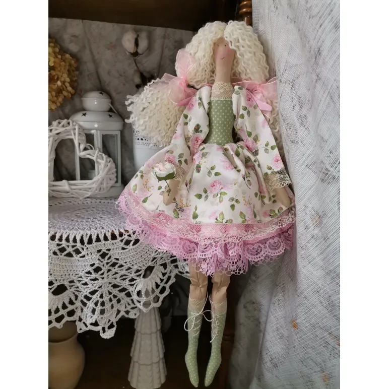 Кукла тильда ангел. Фея нежных роз. Интерьерная кукла