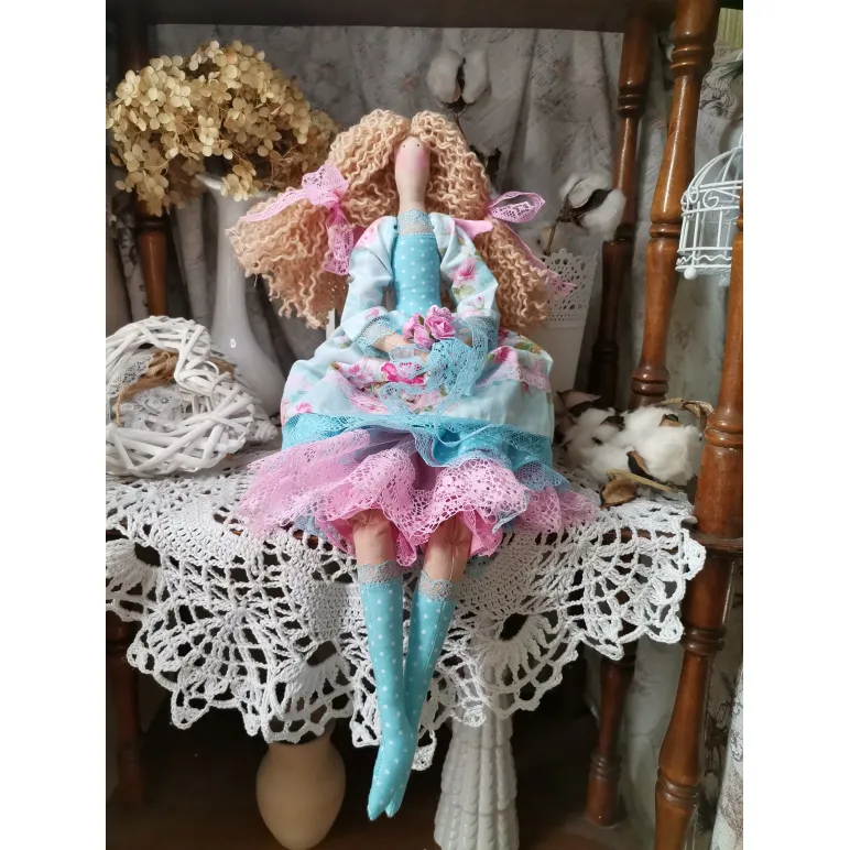 Интерьерная текстильная кукла тильда. Ангел Лера. Куклы ручной работы.