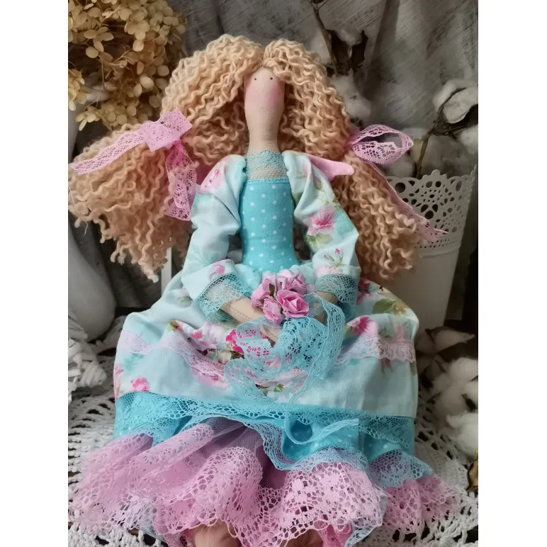 Интерьерная текстильная кукла тильда. Ангел Лера. Куклы ручной работы.