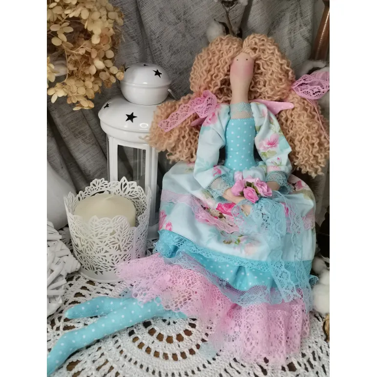 Интерьерная текстильная кукла тильда. Ангел Лера. Куклы ручной работы.