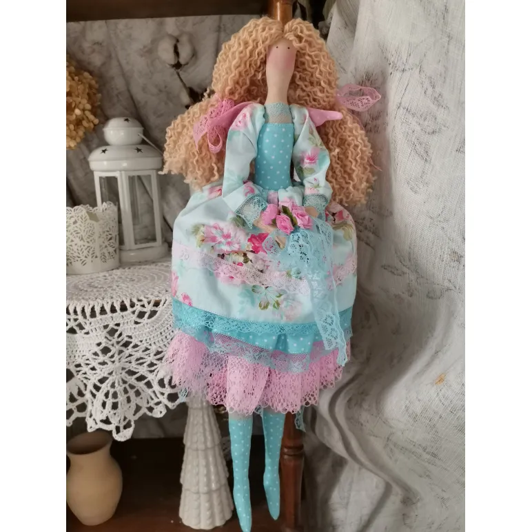 Интерьерная текстильная кукла тильда. Ангел Лера. Куклы ручной работы.