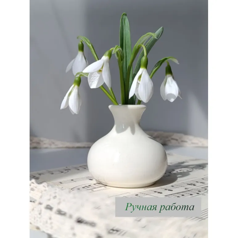 Подснежники ручной работы из полимерной глины холодный фарфор