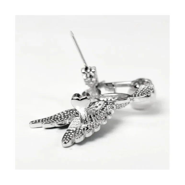 Брошь из серебра с пресноводным жемчугом "Птица"