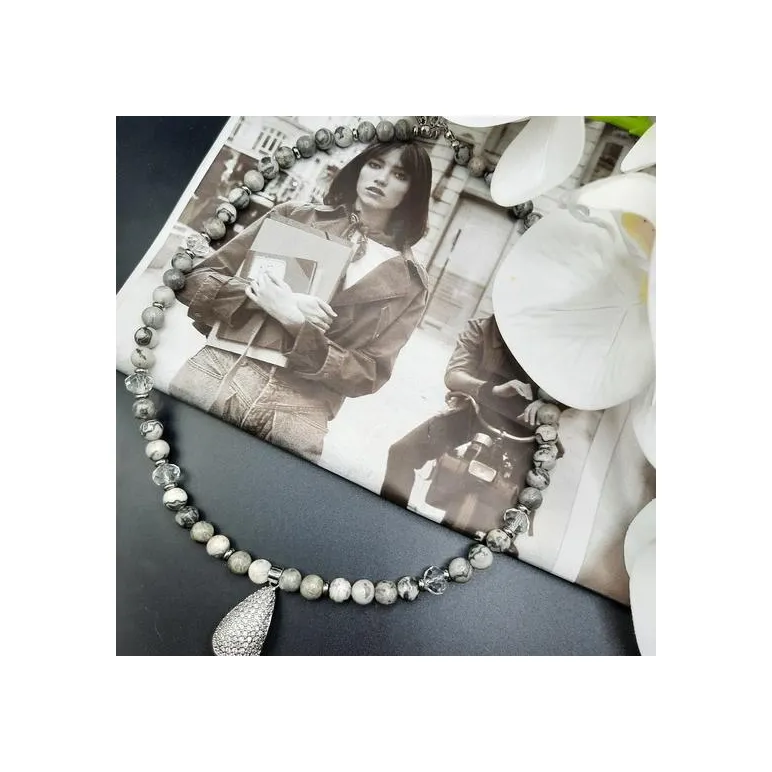 Чокер,колье из натуральной картографической яшмы .