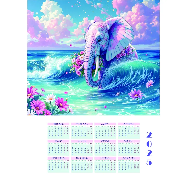 Календарь летние слоники 25г перекидной