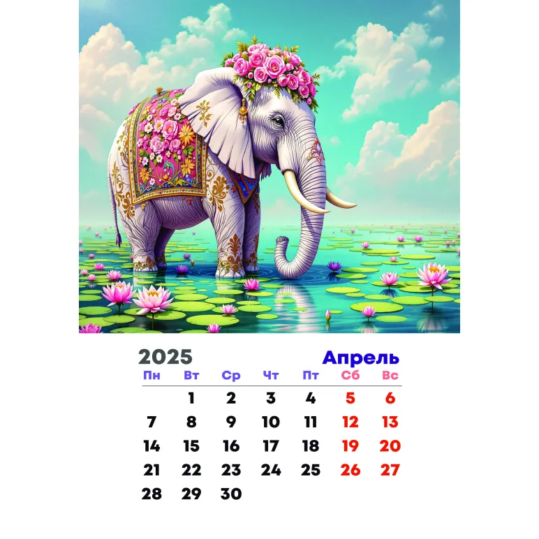 Календарь летние слоники 25г перекидной