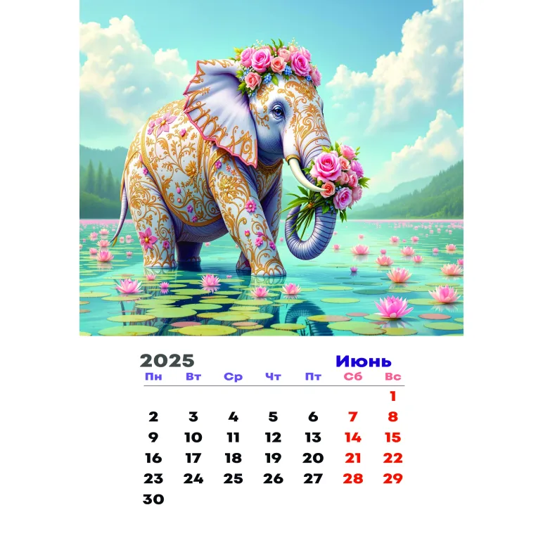 КАЛЕНДАРЬ ЛЕТНИЕ СЛОНИКИ 25Г ПЕРЕКИДНОЙ Календарь летние слоники 25г перекидной
